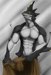  black_tipped_reef_shark doxy fish grin looking_at_viewer male marine muscles pose rion shark solo stingray stroking suggestive teasing towel yellow_eyes 