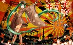  aircraft crazypen egasumi gloves green_eyes green_hair hat hatsune_miku helicopter long_hair medal open_mouth outstretched_arm patriotism peaked_cap pinwheel pointing senbon-zakura_(vocaloid) silhouette skirt solo sunburst thighhighs torii twintails very_long_hair vocaloid walking wallpaper 
