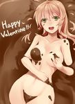 :d between_thighs breasts brown_hair chocolate chocolate_covered chocolate_on_face food food_on_face green_eyes happy_valentine long_hair looking_at_viewer md5_mismatch medium_breasts naked_chocolate nude open_mouth original partially_submerged prime smile solo valentine 
