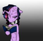  anthrofied book breasts cleavage clothed clothing collar color equine female friendship_is_magic hair horn horse long_hair looking_at_viewer mammal my_little_pony nude oddly_sexy pony purple_eyes scar solo standing twilight_sparkle_(mlp) two_tone_hair unicorn xxpoizenxx 