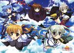  :d absurdres black_wings blonde_hair blue_eyes blush bodysuit book boots brown_hair cape cloud copyright_name cross day dress einhart_stratos fingerless_gloves flying frown fujima_takuya gloves green_eyes green_hair hair_ribbon heterochromia highres jacket long_hair luciferion lyrical_nanoha mahou_shoujo_lyrical_nanoha mahou_shoujo_lyrical_nanoha_a's mahou_shoujo_lyrical_nanoha_a's_portable:_the_battle_of_aces mahou_shoujo_lyrical_nanoha_a's_portable:_the_gears_of_destiny mahou_shoujo_lyrical_nanoha_vivid material-d material-l material-s multicolored_hair multiple_girls multiple_wings older open_mouth purple_eyes red_eyes ribbon scan short_hair side_ponytail silver_hair skirt sky smile staff thighhighs tome_of_the_purple_sky twintails two-tone_hair vivio vulnificus wings yersiniakreuz 