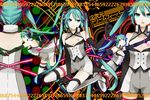  aqua_eyes aqua_hair bare_shoulders breasts buzz cleavage cleavage_cutout elbow_gloves gloves hatsune_miku long_hair looking_at_viewer md5_mismatch nijigen_dream_fever_(vocaloid) shoes shorts smile thighhighs twintails very_long_hair vocaloid 