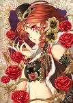  bad_id bad_pixiv_id drill_hair flower gem hair_ornament midriff navel nitou_akane original solo 