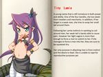  character_profile child lamia loli long_hair mon-musu_quest! monster_girl navel purple_hair slit_pupils tiny_lamia tiny_lamia_(mon-musu_quest!) tongue translated 