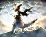  ampharos epic game_freak lowres nintendo no_humans pokemon scarf solo thunder wind 