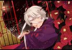  bad_id bad_pixiv_id bandages fate/zero fate_(series) flower heterochromia japanese_clothes kimono male_focus matou_kariya purple_eyes solo tomio_(crowns) white_eyes white_hair 