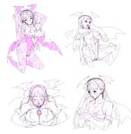  1girl bat_wings breasts capcom demon demon_girl highres meisamu monochrome morrigan_aensland nipples open_mouth oral paizuri penis sequential succubus uncensored vampire_(game) wings 