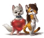  &hearts; &lt;3 anthro anthrofied balloon bolt canine collar cute dog duo feline female fur male mammal silverfox5213 tiger white_fur 
