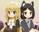  animal_ears bad_id bad_pixiv_id black_eyes black_hair blonde_hair blue_eyes cat_ears k-on! long_hair maid multiple_girls no_eyewear okuda_nao ryoutan saitou_sumire school_uniform short_hair 