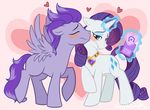  &hearts; &lt;3 blue_eyes blush card couple cutie_mark duo equine female feral friendship_is_magic fur hair holidays horn horse kissing long_hair magic makeup male mammal my_little_pony necklace pegasus pony purple purple_fur purple_hair rarity_(mlp) ryunwoofie standing unicorn valentine&#039;s_day valentine's_day white white_fur wings 