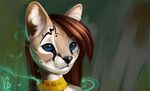  blue_eyes brown_hair feline female hair mammal necklace serval solo vagabondbastard 