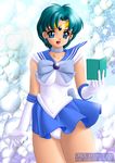  1girl bishoujo_senshi_sailor_moon blue_hair bubble computer mizuno_ami onoe sailor_mercury solo tiara 