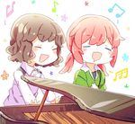  bad_id bad_pixiv_id blue_eyes brown_eyes brown_hair closed_eyes inazuma_eleven_(series) inazuma_eleven_go instrument kirino_ranmaru multiple_boys namie-kun otoko_no_ko piano pink_hair shindou_takuto 