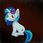  abstract_background blue_hair cutie_mark dj equine eyewear female feral friendship_is_magic hair horn horse mammal mustakrakish my_little_pony pony red_eyes solo sunglasses tres-apples unicorn vinyl_scratch_(mlp) 