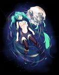  android aqua_hair bad_id bad_pixiv_id boots breasts green_eyes hatsune_miku highres hory_makoto long_hair medium_breasts navel nipples nude ripples solo thigh_boots thighhighs twintails very_long_hair vocaloid water 