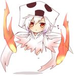  blush chibi fire ghast minecraft personification red_eyes solo tosura-ayato white_background white_hair wings 