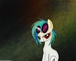  abstract_background blue_hair equine eyewear female feral foxinshadow friendship_is_magic glasses hair horn horse looking_at_viewer mammal my_little_pony pony red_eyes solo unicorn vinyl_scratch_(mlp) zero-sum 