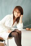  blouse cardigan classroom glasses highres miniskirt photo pointer skirt thigh-highs thighhighs yamamoto_azusa 