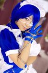  cosplay cuffs eyepatch gloves handcuffs highres ikkitousen maid maid_apron maid_uniform photo riori ryomou_shimei ryomou_shimei_(cosplay) 