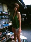  butterfly halter_top halterneck highres hoshino_aki kitchen miniskirt photo skirt 