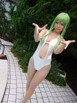  braid c.c. cc code_geass cosplay green_hair kohina photo pool swimsuit twin_braids 
