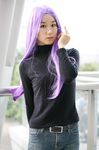  cosplay denim fate/stay_night fate_(series) glasses highres jeans pants photo purple_hair rider turtleneck yoshishige_yutaka 