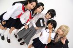  bandage blonde_hair cosplay everyone footwear fuura_kafuka itoshiki_nozomu kimura_kaere kitsu_chiri kneehighs photo sailor sailor_uniform sayonara_zetsubou_sensei school_uniform sekiutsu_maria_taro sekiutsu_maria_tarou serafuku socks tagme_model twintails 