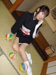 ball beachball bleach cosplay japanese_clothes kimono kurotsuchi_nemu makoto_(model) pantyhose photo tabi yukata 