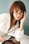  blouse cardigan classroom glasses highres miniskirt photo pointer skirt thigh-highs thighhighs yamamoto_azusa 