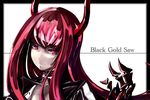  bad_id bad_pixiv_id black_gold_saw black_rock_shooter character_name claws horns jacket long_hair looking_at_viewer portrait red_hair solo yoshika_(music480069) 