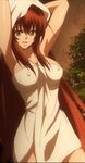  blue_eyes breasts erect_nipples female high_school_dxd highres long_hair nipples red_hair rias_gremory solo stitched towel 