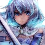  alls bad_id bad_pixiv_id blue_eyes close-up closed_mouth mahou_shoujo_madoka_magica miki_sayaka portrait smile solo sword weapon 