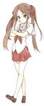  bandaid brown_hair copyright_request crossed_arms horiguchi_yukiko long_hair school_uniform solo twintails 