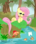  bread cutie_mark equine feeding female feral fish fishing_pole fluttershy_(mlp) food forest friendship_is_magic fur green_eyes hair hi_res horse killryde long_hair lying mammal marine my_little_pony on_stomach pegasus pink_hair pony smile solo tail tree water wings wood yellow yellow_fur 