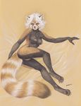  anthro breasts claws female hair hindpaw mammal nekoart nipples nude paws pinup pose pussy red_panda solo whiskers white_hair 