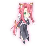  animal_ears cat_ears cat_tail chibi dress eiyuu_densetsu full_body green_eyes jewelry kemonomimi_mode long_hair necklace no_nose nun ponytail red_hair rufina_argent saru shoes smile solo sora_no_kiseki tail white_background 