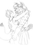  big_breasts black_and_white breasts canine clothing couple duo eyewear female french_kissing glasses hair hyena jenna_kutu kissing long_hair mammal monochrome nipples short_hair size_difference skirt spots spotted_hyena tongue wolf wolfkidd 