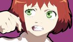  cheek_pinching green_eyes joshi_kousei katawa_shoujo parody pinching red_hair simple_background solo teeth tezuka_rin theblueberryblanket 