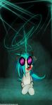  abstract_background blue_hair equine eyewear female feral foxinshadow friendship_is_magic glasses hair headphones horn horse magic mammal my_little_pony pony red_eyes solo unicorn vinyl_scratch_(mlp) zero-sum 