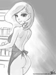  :p anthro big_breasts black_and_white breasts butt clothing cooking curved_hair cute ear_piercing earring eyeshadow female fleur_de_lis_(mlp) fridge friendship_is_magic hair hair_behind_ear human humanized john_joseco kitchen makeup mammal monochrome my_little_pony naked_apron not_furry nude piercing refrigerator smile tongue tongue_out wife 