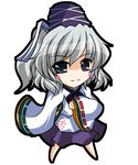  bad_id bad_pixiv_id blush_stickers grey_eyes grey_hair hat highres japanese_clothes mononobe_no_futo onsen_tamago_(nurumayu_onsen) ponytail skirt sleeves_past_wrists smile solo tate_eboshi touhou 