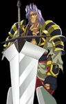  90s battle_arena_toshinden gaia_(battle_arena_toshinden) grey_hair kotobuki_tsukasa lowres muscle muscles oldschool sword toushinden weapon 