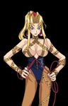  90s battle_arena_toshinden blonde_hair breasts cleavage huge_breasts kotobuki_tsukasa lowres oldschool sofia sofia_(battle_arena_toshinden) tamsoft toushinden underboob whip 