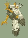  anthro anus avian beak bird blue_eyes breasts claws eyewear female glasses hindpaw nipples nude paws pinup pira pose pussy secretary_bird solo talons wings 