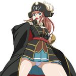  belt blue_eyes cravat epaulettes from_below hat hat_feather katou_marika long_hair miniskirt_pirates open_mouth panties pantyshot perspective pink_hair pirate pirate_hat ribonzu school_uniform skirt skull_and_crossbones smile solo underwear upskirt white_panties 