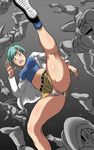  blue_eyes breasts bulma dragon_ball dragonball green_hair highres panties skirt takimoto_dojo underwear 