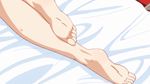  1girl animated animated_gif bakemonogatari barefoot censored convenient_censoring feet kanbaru_suruga lying lying_down monogatari_(series) nisemonogatari nude short_hair solo toes 