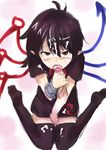  bad_id bad_pixiv_id between_legs black_hair black_legwear bracelet cum cum_in_mouth cum_on_clothes cum_on_hair dress facial fellatio hand_between_legs hetero houjuu_nue invisible_man jewelry looking_at_viewer open_mouth oral penis red_eyes short_hair sitting sketch solo_focus thighhighs tongue touhou wariza wings yinzhai zettai_ryouiki 