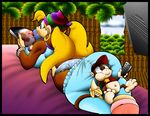  big_breasts big_breats big_butt blonde_hair breasts butt clothed clothing diddy_kong donkey_kong_(series) eating female hair mammal monkey nintendo on_stomach panties primate tiny_kong underwear video_games virus-20 young 