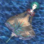  bare_footed barefoot brown_eyes dress farah_oersted green_hair ocean sea short_hair solo tales_of_(series) tales_of_eternia water yellow_eyes 